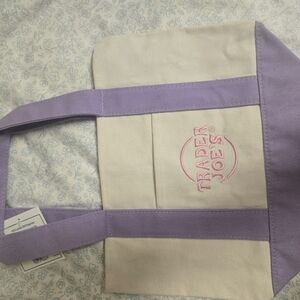 Chic Purple and Cream Canvas Tote with Wide Straps